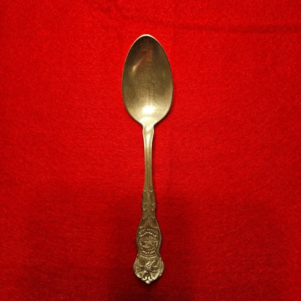 3 State Souvenir Spoons IL IN TX Rogers & Son AA Eagle Silver-plate Vintage 1915